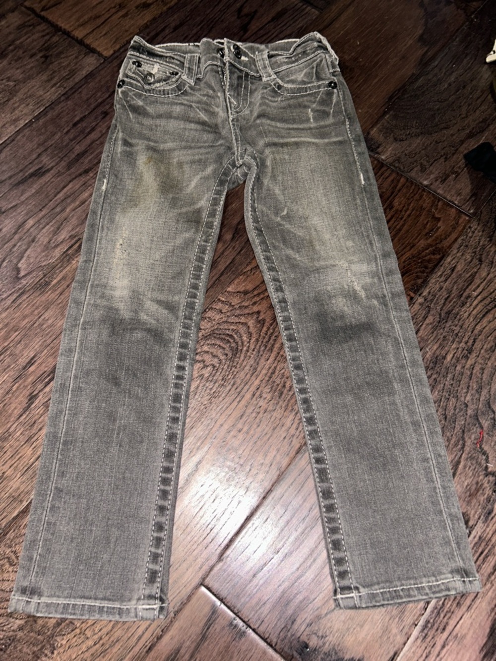 True Religion Kids Girls Sz 5 Gray Straight-Leg Jeans